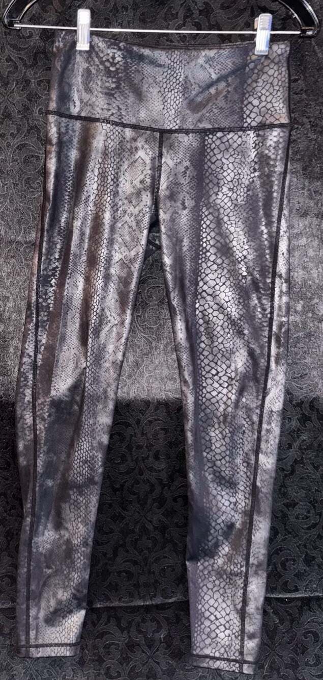 Silver Snakeskin Shimmer High-Waisted Leggings